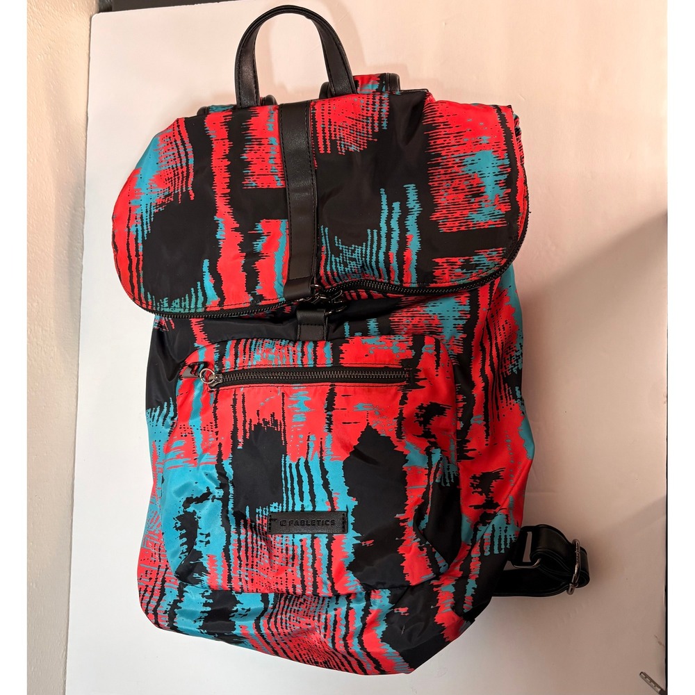 Fabletics Backpack Womens OS Red Blue Black Excellent Abstract Print AC1615772